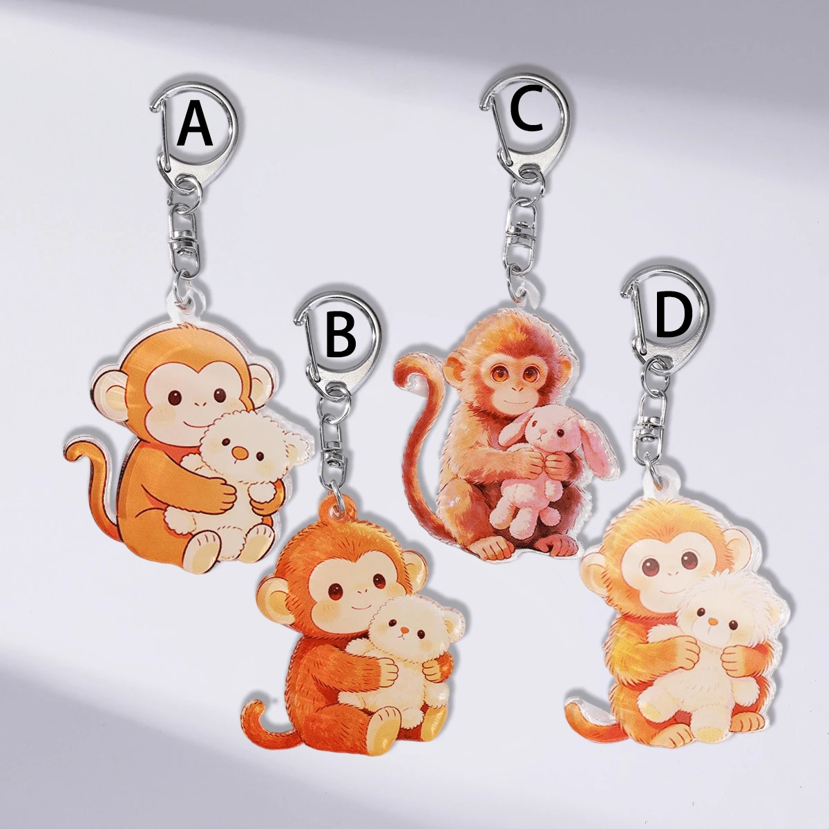 Móc khóa hình khỉ ôm dễ thương 2D bằng acrylic - Thiết kế đáng yêu, thích hợp làm mặt dây chuyền ví, món quà ý nghĩa dành cho những người yêu thích khỉ và trẻ em, phụ kiện vui nhộn mang nét duyên dáng trẻ thơ, quà tặng cho mẹ, bố, nhân dịp tốt nghiệp và giáo viên. - Nhiều màu - Xem 1