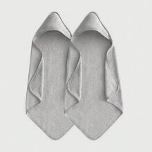 2pcs Baby Hooded Bath Towel, Super Soft Coral Fleece Absorbent Children's Solid Color Bath Robe, Newborn Baby Bathing Cloak Robe For Autumn/Winter, Machine Washable - Perfect Gift For Baby Shower - Gray + Gray - View 12