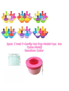 7-Cavity Silicone Ice Cream Pops Mold - DIY Fruit Shake Maker With Easy-Pull Handles & Drip Tray, Vibrant Colors For Homemade Popsicles, Ice Cream, Smoothies - Summer Kitchen Accessories, 1 Set, Style A (Random Color) - Multicolor - View 12
