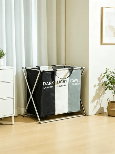 Multi-Compartment Dirty Clothes Hamper, Handheld Dirty Clothes Basket, Large Dirty Clothes Basket, Portable Laundry Basket, 3-Compartment/2-Compartment/1-Compartment Large Household Fabric Storage Basket