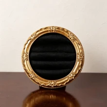 复古金色圆形首饰展示托盘，天鹅绒耳环戒指架，美观装饰相框首饰盒，适合家居卧室梳妆台装饰 - 彩色 - 查看 12