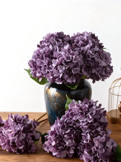1pc Artificial Silk Hydrangea Flower With Long Stem Leaves, Suitable For Home Decor, Wedding Photography, Mother's Day, Wedding, Wedding Decoration, Tabletop Arrangement, Indoor Decor, Bridal Bouquet, Bedroom, Bathroom, Living Room Decor, Indoor Outdoor Home Decor, Rose Bouquet, Spring Decoration, Garden, Bathroom Decor