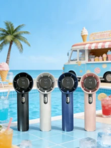 1个男女通用纯色USB充电迷你手持风扇，100档风速，大风量，持久耐用，带液晶显示屏，适合作为礼物，也适合户外、海滩、旅行、运动、居家、办公、日常使用。 - 多色 - 查看 4