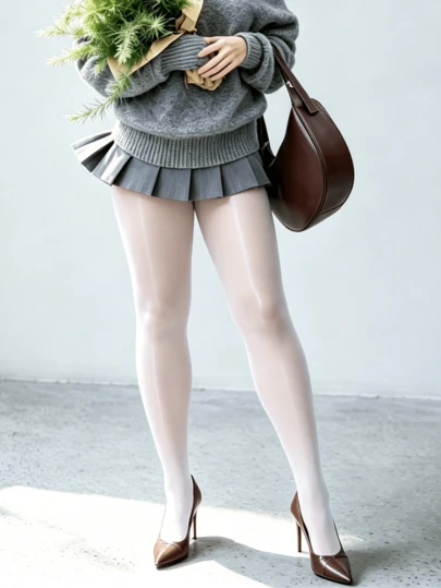 1 Pair Glossy Skin-Tight Women's Pantyhose, Comfortable & Minimalist, No Marks After Long Wear, Suitable For Dates, Gatherings, All Seasons
