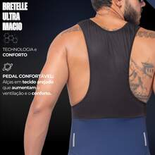 Men's Cycling Bib Shorts With Gel Padding D120 3 Layers High Performance Bike Pedal MTB Polyamide UV - Màu xanh lam - Xem 4