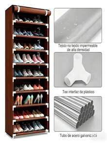 9-Tier Shoe Rack With Lid, Shoe Organizer, Narrow Shoe Rack With Lid, 9-Tier High Shoe Cabinet, Solid Shoe Rack, Shoe Rack Finish, Can Accommodate 20-22 Independent Shoe Cabinets With Dust Lid. - Coklat - View 6