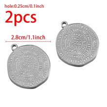 2 mặt dây chuyền hình tròn mạ vàng bằng thép không gỉ thời trang, thích hợp để tự làm khuyên tai, vòng cổ và các loại trang sức khác. - Mặt dây chuyền bằng thép không gỉ - Xem 13