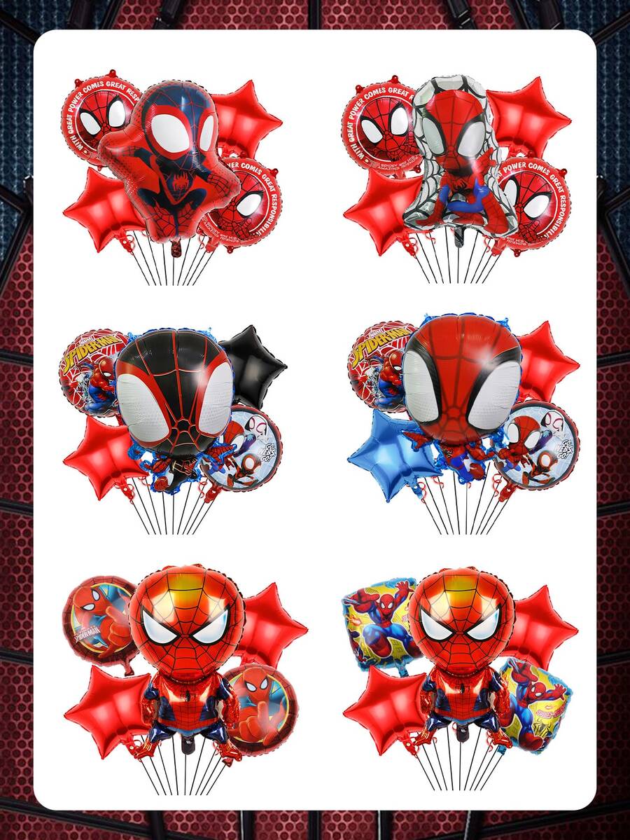 Marvel 5个漫威蜘蛛侠卡通铝箔气球生日派对装饰套装,儿童庆祝活动主题派对用品及礼物 - 氣球5pcs - 查看 1