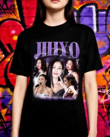 Camiseta retro pirata de Jihyo, merchandising de la gira europea de K-Pop 2026, regalo para los fans de ONCE. - Negro - Ver 8