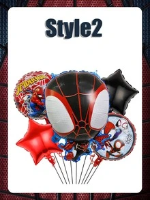 Marvel 5个漫威蜘蛛侠卡通铝箔气球生日派对装饰套装，儿童庆祝活动主题派对用品及礼物 - 氣球5pcs - 查看 4