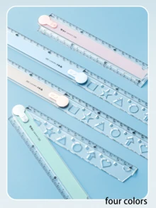 Foldable Ruler, Colorful Cute Folding Ruler, Student Ruler, Geometric Pattern Design Drawing Plastic Ruler - A - View 9