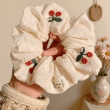 1件手工可愛櫻桃刺繡鏤空蕾絲髮圈，奢華大尺寸蕾絲髮飾，髮飾 - 彩色 - 查看 3