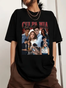 Culpa Mía Printed Men's Sports T-Shirt With Crew Neck And Short Sleeves - Black - View 6