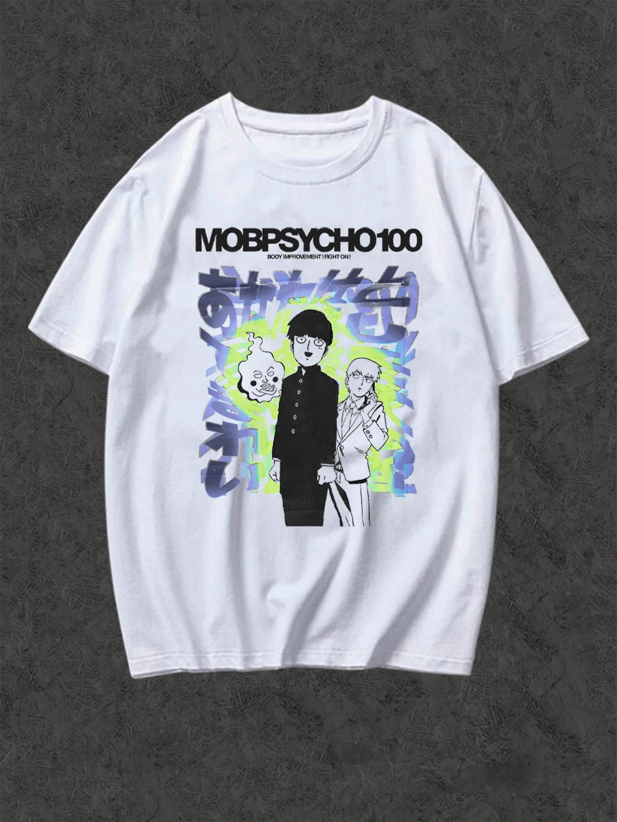Mob Psycho 100 T-Shirt Anime Manga Animation Fiction Fantasy Shounen Geek Unisex Male Female 100% Cotton Top Premium Streetwear Launch Immediate Shipping Various Colors!! Plus Size - nhân vật - Xem 1