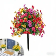 Indoor & Outdoor UV-Resistant Artificial Flower Decorations Easy Install Multicolor Plant For Vases Porches Patios Garden Decorative Bouquet - 1Pcs Mixed - 查看 10