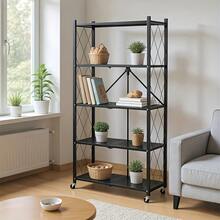 Étagère de rangement pliable pour la cuisine (1 pièce), organisateur sur pied à plusieurs niveaux avec roulettes, offrant des niveaux modulables pour le salon et la chambre. Rangement idéal pour casseroles, poêles, bols, baguettes, pots à épices, en-cas et autres petits objets. Peut également servir d'étagère à livres ou de support pour plantes dans le salon. Imperméable, résistante à l'humidité et à la rouille, elle se nettoie facilement d'un simple coup de chiffon. Durable et facile d'entretien, elle s'adapte à de nombreux espaces : cuisine, salon, balcon, chambre, salle de bain… Un accessoire indispensable pour optimiser le rangement de votre maison. Se déplie et se replie en un clin d'œil, pour un gain de place et un rangement faciles. Un cadeau idéal pour Thanksgiving, une pendaison de crémaillère, la fête des Mères, les fêtes de fin d'année et bien plus encore. - Noir - Voir 4