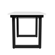 Extendable Dining Table, L140/180*W80*H75, Industrial Style, Rectangular, Coffee/Leisure Table, Modern And Simple Iron Dining Table, Space-Saving Multifunctional Dining Table, MDF, White + Black - Black and White - View 9