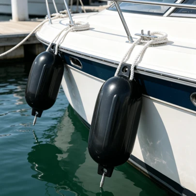 1 Set Kit de defensas inflables para botes, protección exclusiva para atracar yates y kayaks. Con diseño de costillas reforzadas, completamente inflado para un perfecto acolchado entre el barco y el muelle/embarcadero, protege eficazmente la pintura del barco de arañazos, garantiza un atraque digno.