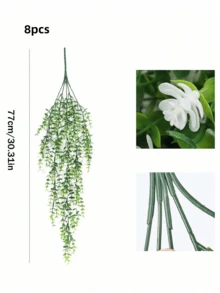 1/2/4/8pcs 30.31 Inch Artificial Eucalyptus Hanging Baskets, With Eucalyptus Leaves And Wax Flower Decor, Faux Green Plants, UV-Resistant, Suitable For Outdoor Patio, Garden, Wedding Aisle, Indoor Bedroom, Living Room Wall Hanging Decor, Birthday, Graduation Ceremony, Etc. - Green - View 14