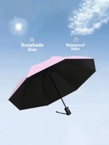 Paraguas plegable, paraguas para la lluvia, paraguas para el sol, esencial de viaje, paraguas de bolsillo mini de doble uso portátil con protección solar, paraguas totalmente automático, protección UV, reforzado, unisex, a prueba de viento, paraguas plegable compacto. - Paraguas estampado - Ver 8