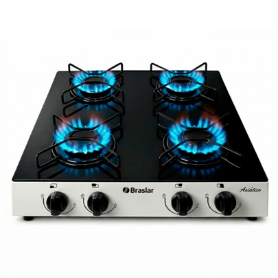 Fogão Cooktop Asiático Vidro 4 Bocas Braslar