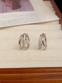 1 Pair Exquisite Earrings - The Perfect Fusion Of Fashion And Elegance - Silver - View 3