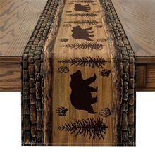 1 Set/7 Pcs Rustic Wild Animal Decor With Cute Bear, Pine Tree & Jumping Patterns, Suitable For Entryway, Coffee Table, Living Room To Add A Fresh Ambiance For Daily Dining And Holiday Celebration - Multicolor - View 7