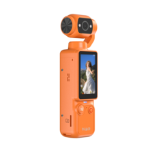 W&O 4K 1.9"HD Video Recording Camera - Portable, Rechargeable, Video Log Camera, 2000mAh Long Battery Life, 4k Handheld Stabilizer Pocket Sports Camera Gimbal | 4k Handheld Stabilizer | Magnet | 180 ° Perspective, Body Camera,  USB Charging 180 ° Rotation, 1.9 "CMOS, Perfect For Video And Video Recording, Perfect For Life Recording And Travel - 橘色 - 查看 2