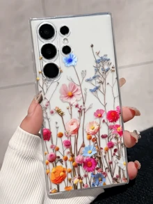 Ốp lưng điện thoại trong suốt họa tiết hoa nở tối giản thời trang, phù hợp với Galaxy S26 Ultra/S25 Ultra/S26 Edge/S25 Edge/S25 FE/S24 FE/S23 FE/S24+/S23 Ultra/S22, A14/A15/A16/A17/A24/A25/A26/A34/A35/A36/A37/A52/A53/A54/A55/A56/A57/A07 5G - Trong sáng - Xem 7