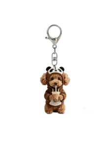 Llavero con patrón de perro de peluche marrón lindo bebiendo té de burbujas en 2D, llavero estético de taza de té con leche de mascota, adecuado para parejas, dueños de perros, regalos de cumpleaños, Día de la Madre, regreso a la escuela, duradero y ligero, aplicable para decoración de automóvil, teléfono, mochila, cartera - Multicolor - Ver 17