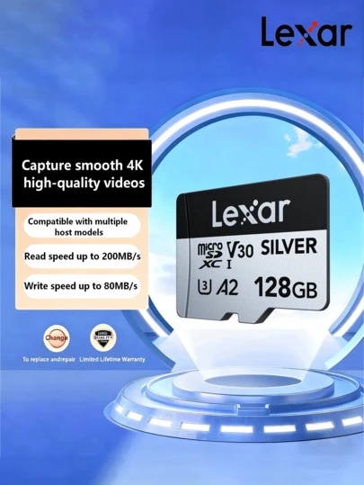 Lexar 128GB MicroSD Card (TF Card) V30 | 4K | Read Speed Up To 200MB/SCompatible With DJI, GoPro, Insta360, Nintendo Switch And Other Mainstream Devices.Ideal For Drones, 360° Cameras, Action Cameras, Gaming Consoles And More