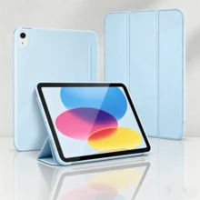 3-Fold Flat Tablet Protective Case, Compatible With Ipad 11th Gen, A16 Case, Smart Sleep/Wake, Full-Body Drop Protection, Fashionable PU Leather, Minimalist Solid Color Case, Compatible With IPad 9th/10th Gen 10.2", Air 11", 10th Gen, Compatible With Honor Pad X8A/X8B/X9, MatePad 11.5S 2026/MatePad SE 11"/MatePad 11.5 Case - White Ice Color - View 4
