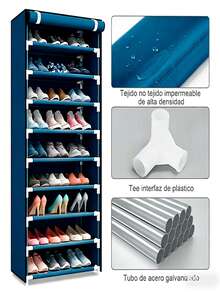 9-Tier Shoe Rack With Lid, Shoe Organizer, Narrow Shoe Rack With Lid, 9-Tier High Shoe Cabinet, Solid Shoe Rack, Shoe Rack Finish, Can Accommodate 20-22 Independent Shoe Cabinets With Dust Lid. - 藏蓝色 - 查看 6