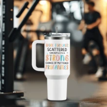 40oz Work Forecast Tumbler With Handle, Scattered Strong Profanities Sarcastic Insulated Stainless Steel Travel Mug, Funny Office Gifts For Women Coworker - 白色 - 查看 8