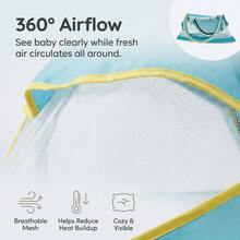 Portable Baby Tent For Beach & Indoor – UPF 50+ UV Protection, Pop-Up Sun Shade With Mosquito Net, Back To School - Baby Blue - View 8