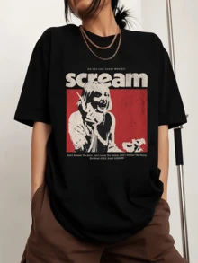 SS-Screamss Movie Men's Sports T-Shirt With Crew Neck And Print, Short Sleeves - Black - View 6
