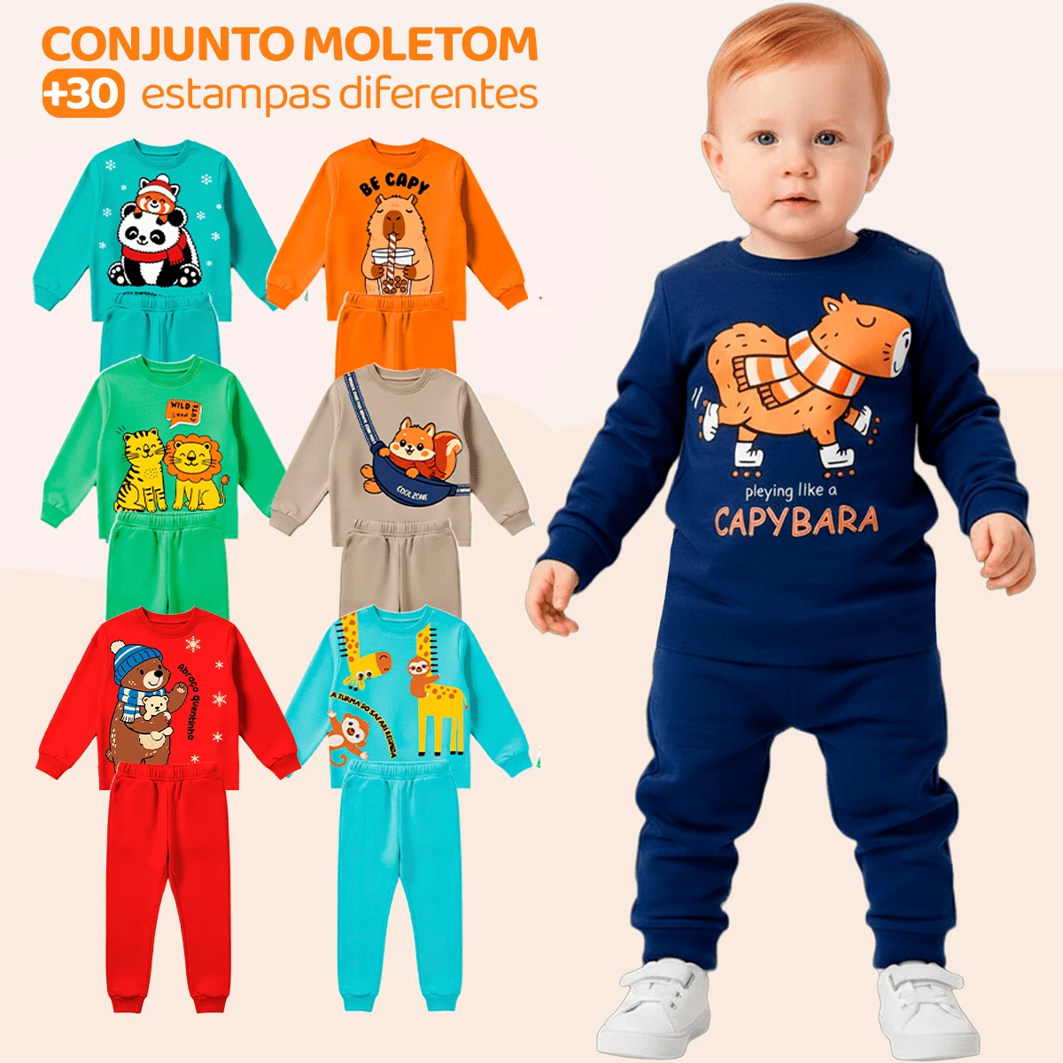 Baby Boy's 4-Piece Fleece Set - 2 Jackets + 2 Pants - 列印 - 查看 1