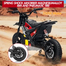 Gaderth 24V Ride On Motorcycle For Kids, 350w Mini Dirt Bike With Rear Wheel Suspension,13.67 MPH Max Speed, 12 Miles Range,Twist Grip Throttle, Built-In Music,And Comfortable Leather Seats - Black - View 9