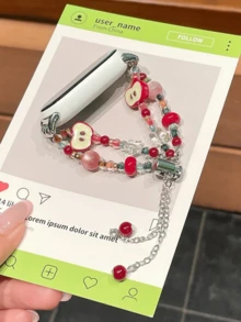1pc Women's Summer Vacation Style Multifunctional Sparkling Rhinestone Chain Strap, Suitable For Band 8 Pro/9 Pro, 8/8 NFC/9/9 NFC/10/10 NFC, Watch4/Watch5 - Red - View 8