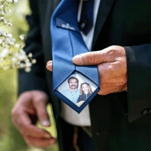 Personalized Photo Tie, Custom Image Hidden Pocket Tie For Men, Engraved Commemorative Gift For Husband, Boyfriend, Wedding Groom, Birthday, Anniversary, Elegant Classic Business Formal Tie With Hidden Photo Layer, Minimalist Design For Daily Office, Party, Ceremony Accessory, Thoughtful Commemorative Gift - Photo Tie - View 2