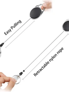 Dây đeo thẻ ID hình bầu dục ngoài trời, có thể thu gọn, dùng làm móc khóa. - A - Xem 4