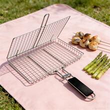 1/2pcs Stainless Steel BBQ Grill Basket, Outdoor Cooking Roast Fish & Vegetable Rack, Camping Essential, Non-Stick Easy Clean, Dishwasher - A - View 4