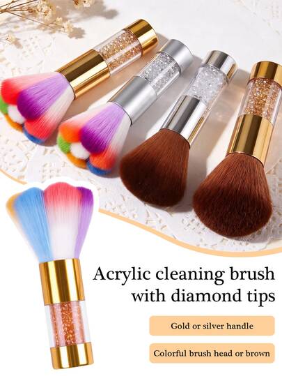 1pc Colorful Nail Dust Brush, Soft Cleaning Brush, Multi-Functional Makeup Brush For Nail Cleaning, Loose Powder, Blush And Cosmetic Grooming, Portable Travel Essential Manicure Accessories, Daily Beauty Nail Art Supplies, Ideal Mother's Day Gift For Women Girls