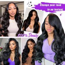Tóc giả Body Wave Human Frontal Hair Pre Everything Lace Frontal Glueless Wig Bye Bye Knots Pre Cut Pre Plucked With Baby Hair Put On And Go Beginner Friendly Daily Party Use Pre Style 13x4 HD Blended Hair Wigs For Women 28 Inch - Tự nhiên & Đen - Xem 11