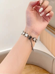 1条女士夏季度假风多功能闪亮水钻链条表带，适用于Band 8 Pro/9 Pro、8/8 NFC/9/9 NFC/10/10 NFC以及Watch4/Watch5。 - 黑與白 - 查看 6