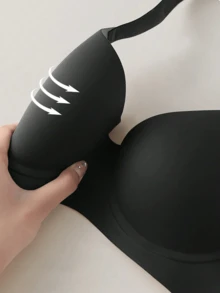 2 piezas Sujetadores con aros sin costuras de color negro y gris, sujetador inalámbrico con elevación y suavizado lateral transpirable para busto grande - Multicolor - Ver 5