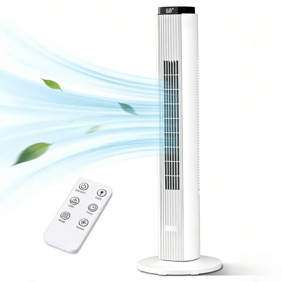 Havato 37-Inch Bladeless Portable Tower Fan - 80° Oscillation, 6 Speeds, 4 Modes, Quiet Cooling With 12H Timer & Remote, Led Display, Black - Xem 1