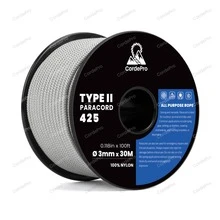 3mm x 30m 傘繩 Type II 尼龍編織多用途繩，適用戶外露營、DIY 手作、手鍊、掛繩、狗項圈與固定綁繩，耐用重型繩 - 彩色 - 查看 32