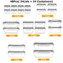 GHQ 48-Piece Set (24 Boxes + 24 Lids) With Lid-Sealed Food Storage Containers - Kitchen Storage Boxes, Transparent Meal Preparation Containers, Suitable For Leftovers, Refrigerators, And Food Cabinets - 黑色 - 查看 5