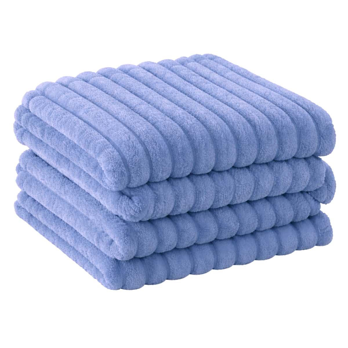 GOLDCASA Double Bed Blanket With Ribbed Relief, 200 X 180 Cm, Various Colors, Hypoallergenic - Blue - View 1